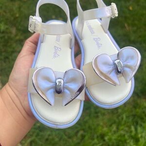 Mini Melissa Kids Sandals - Cream and Silver Heart Accent
